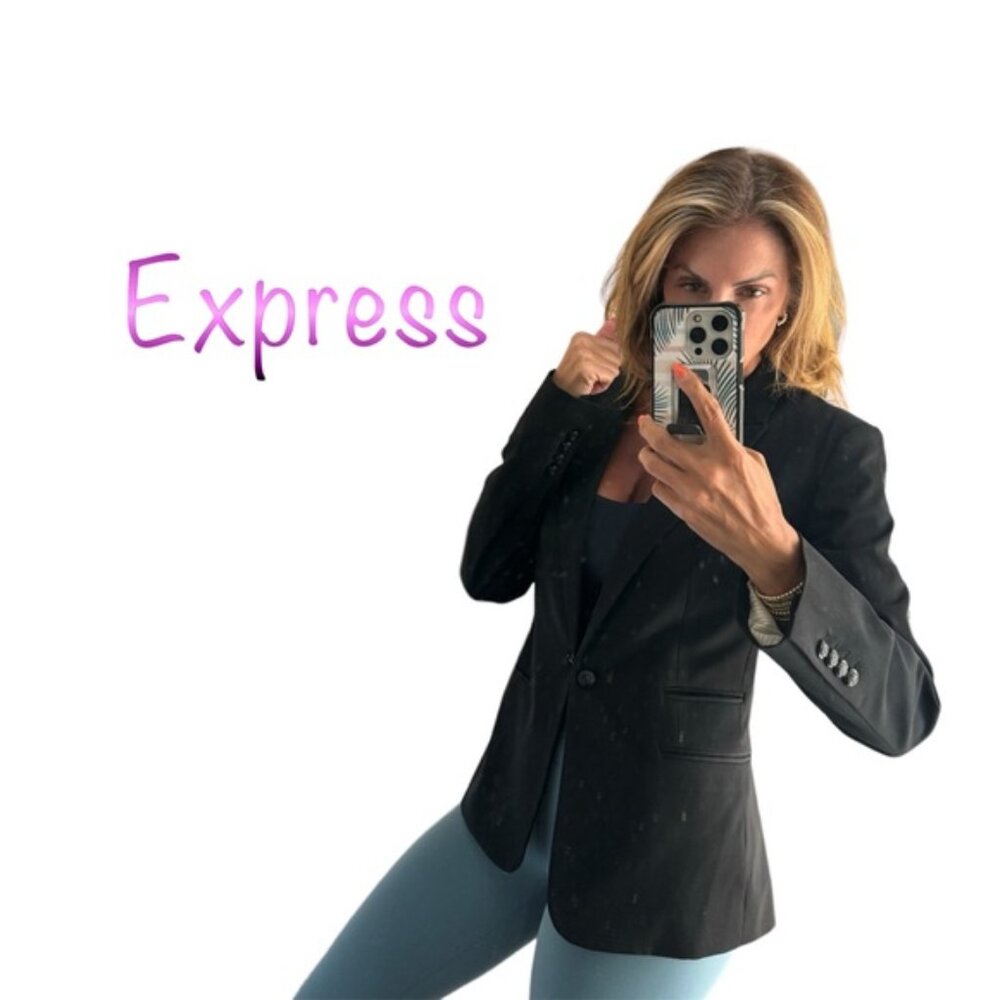 Express Black Collared Pocket Blazer Womans sz 10
